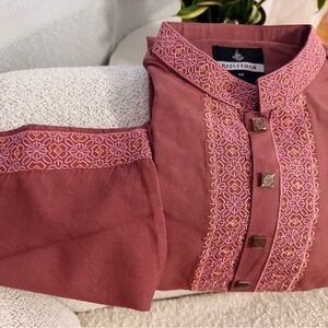 Rajasthan Embroidered Pink Kurta